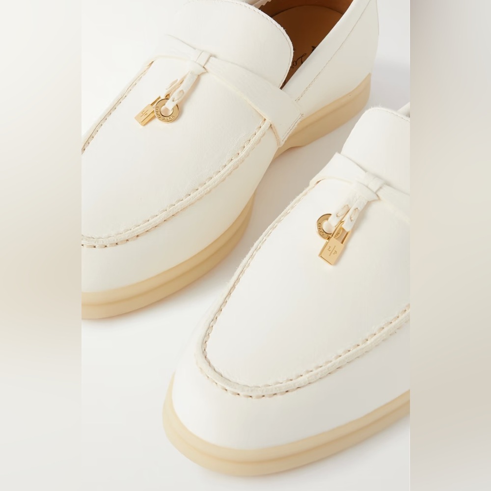 ❌SOLD❌ LORO PIANA WHITE GOLD LEATHER SUMMER CHARM LOAFER - Picture 15 of 16